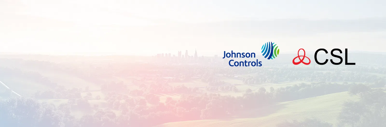 Johnson Controls and CSL logos on countryside background image