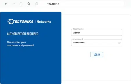 Teltonika login screen image