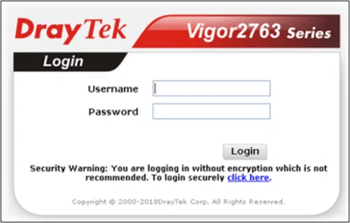 Draytek screen Login image