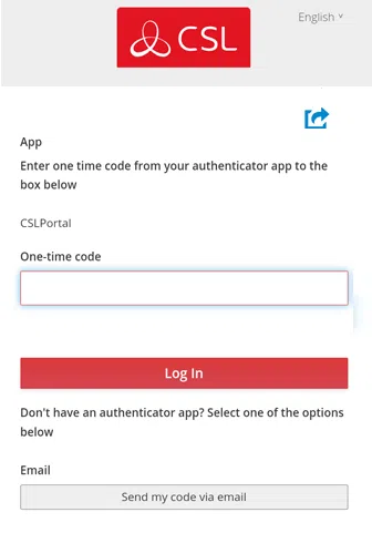 CSL one-time code image