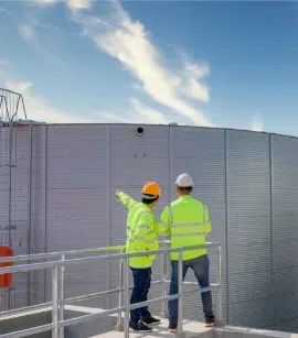 two workers in hi-vis at plant image