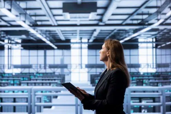 woman on tablet in commercial image