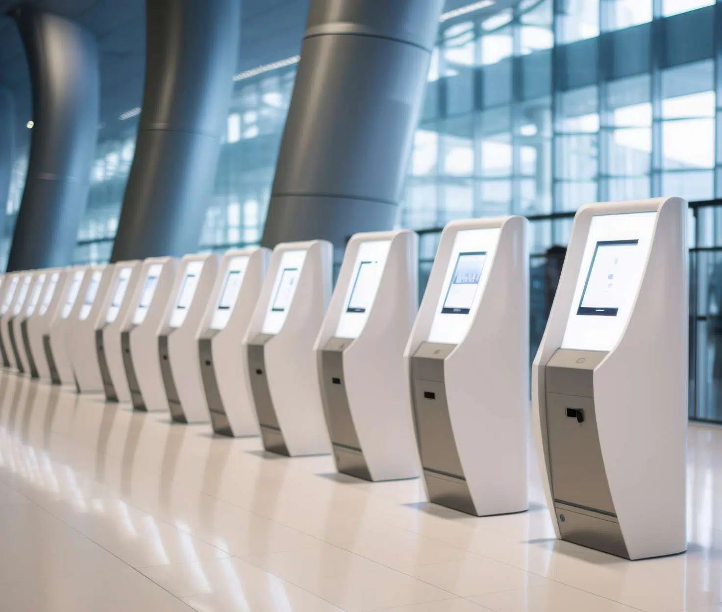 row of self pay kiosks image