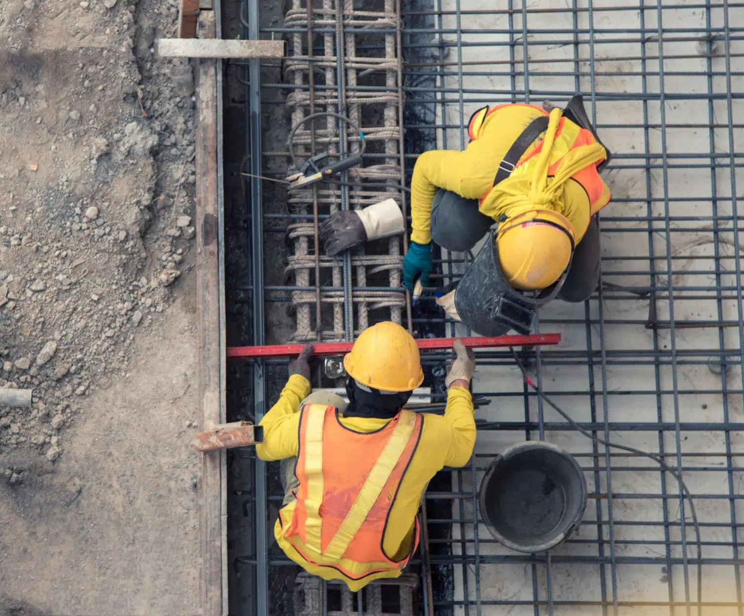 workers on construction site image