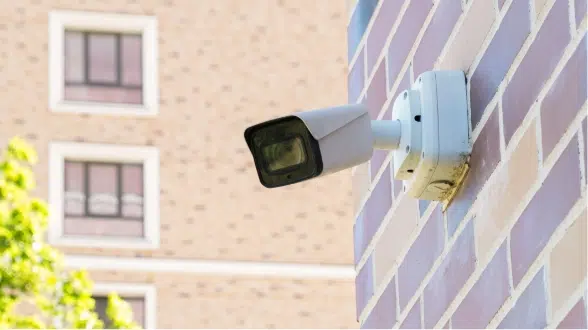 close-up of CCTV camera on side of building image