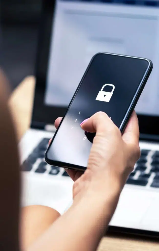 hand unlocking mobile phone pin image