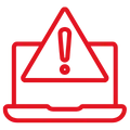 Red icon of Laptop screen with pop up alert