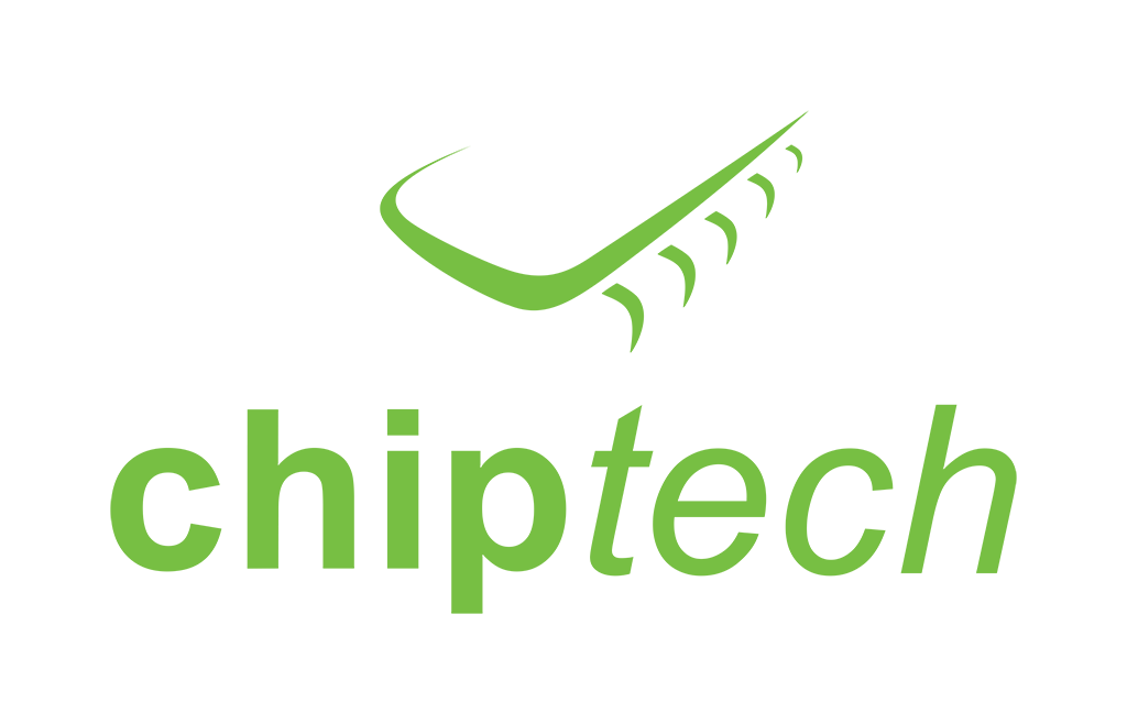Chiptech green logo with text under icon
