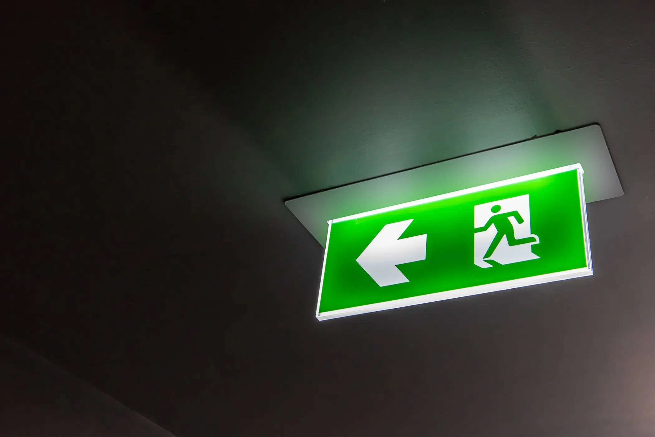 Emergency Lighting Exit Sign Green sign with arrow