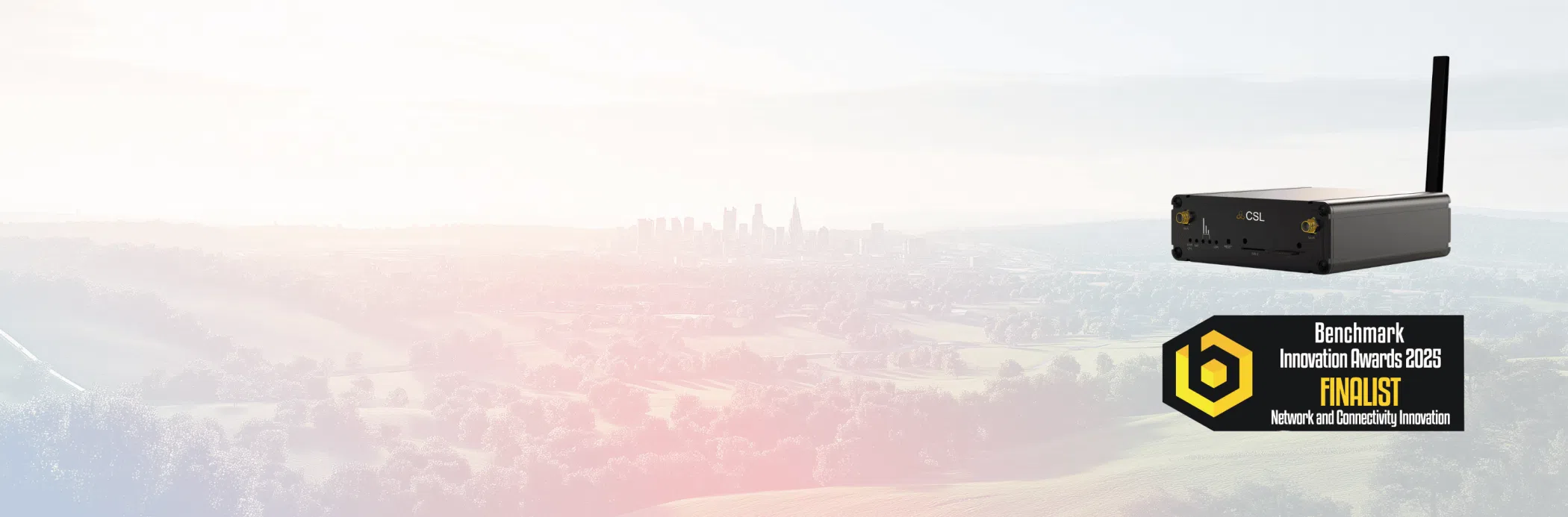 Benchmark Innovation Awards Logo with CSL Router Hero Image