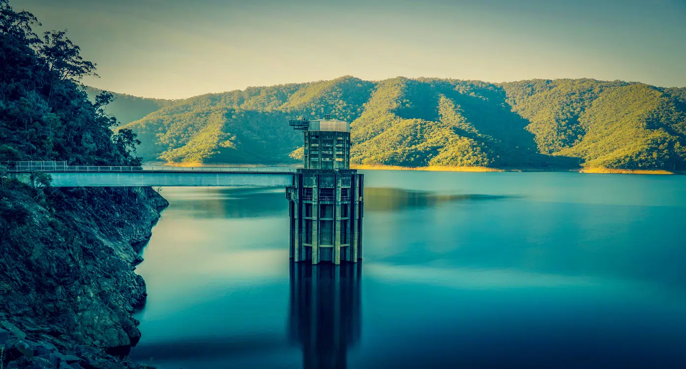 Water control tower in reservoir